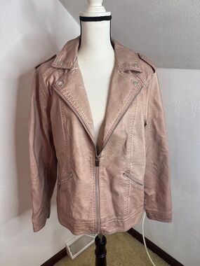 Maurices NWT Mauve Womens Faux Leather Moto Jacket XXL
